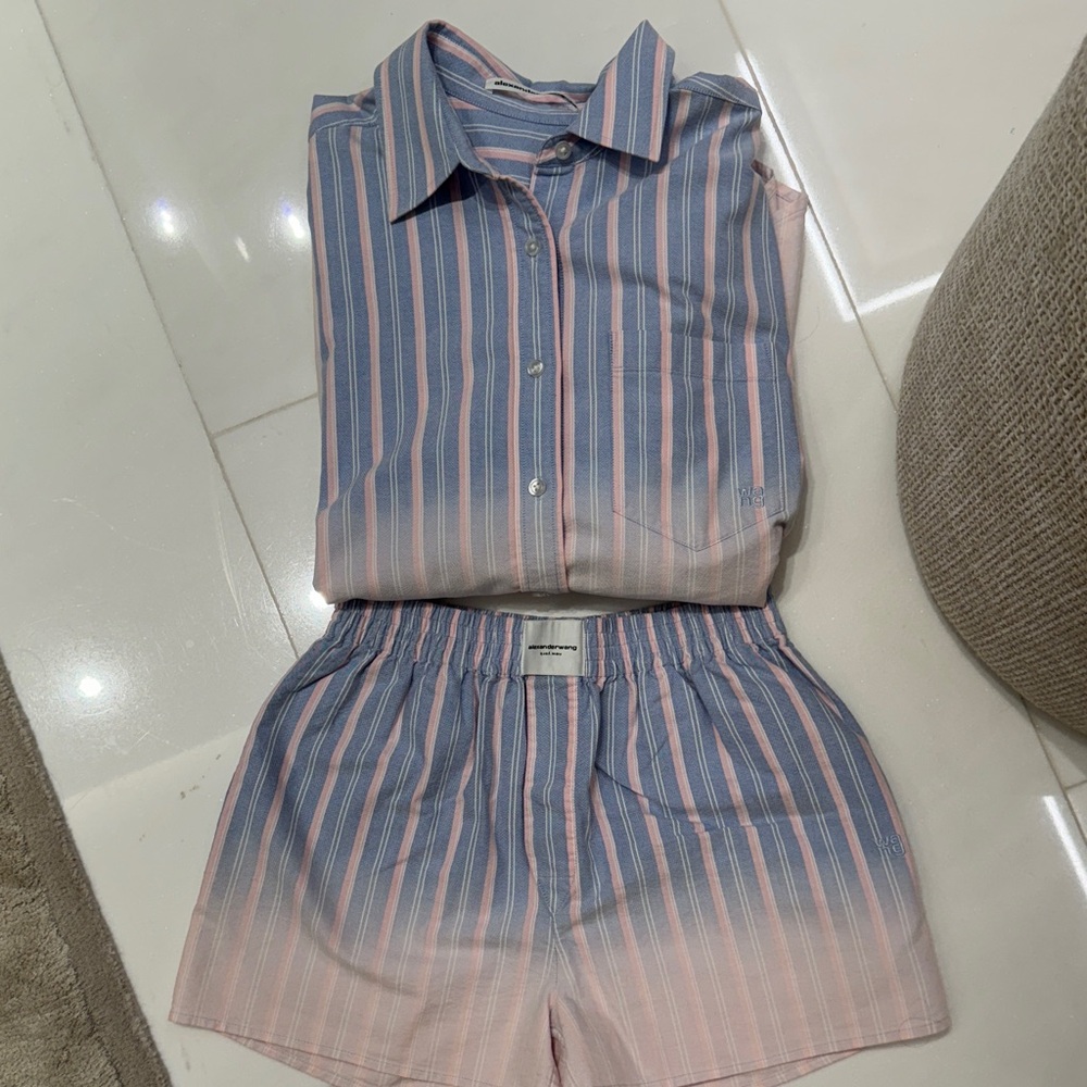 Alexander Wang cotton shorts with long sleeve button down size xs has been worn